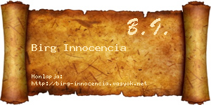 Birg Innocencia névjegykártya